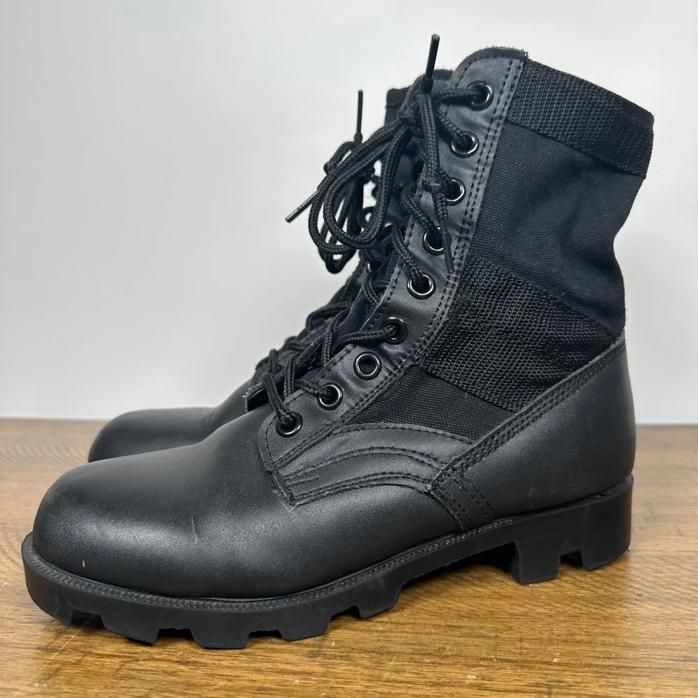 Rothco Jungle Boots Mens 5 Black Leather Canvas Speed Lace Military Combat Army